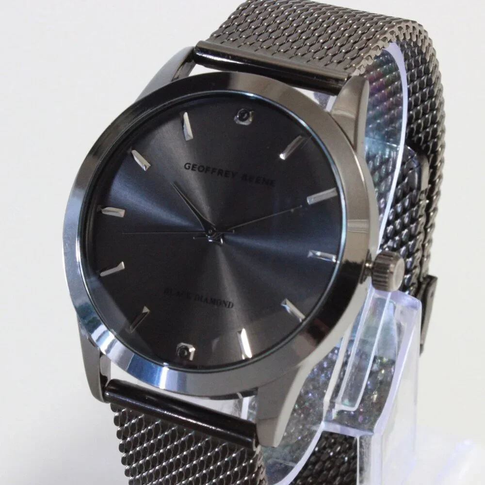 Geoffery Beene Men's Quartz Dress Watch Gun Metel Grey Milanese Bracelet 42mm